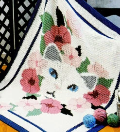 Cat And Flowers Afghan Pattern