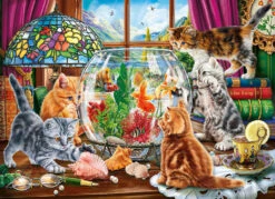 Kittens And The Aquarium Jigsaw Puzzle