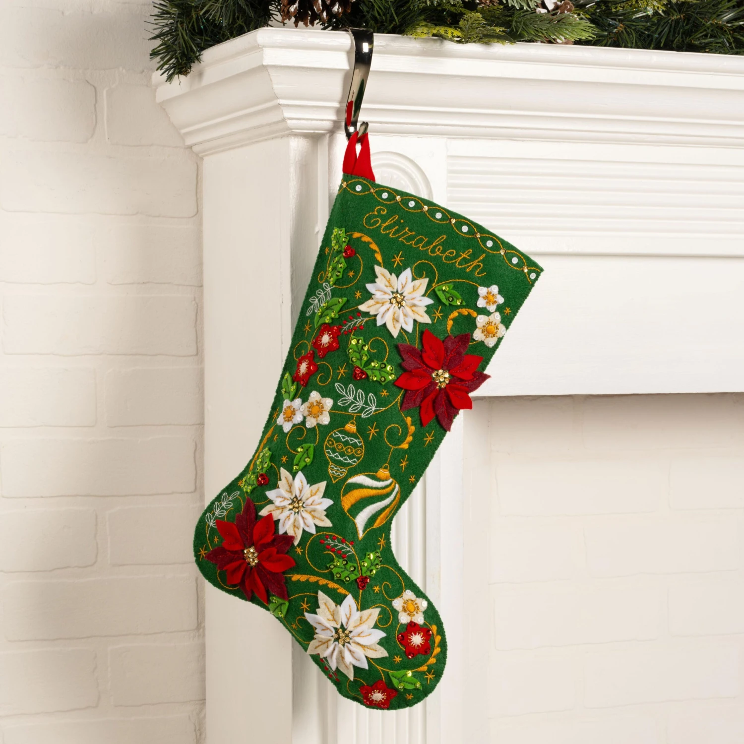 Poinsettia Elegance Felt Stocking Kit 1 Poinsettia Elegance Felt Stocking Kit