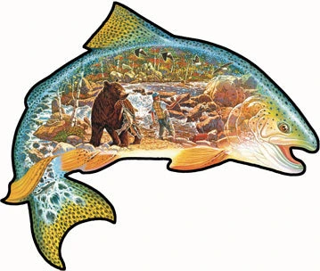 Trout Story Shaped Jigsaw Puzzle 1 Trout Story Shaped Jigsaw Puzzle