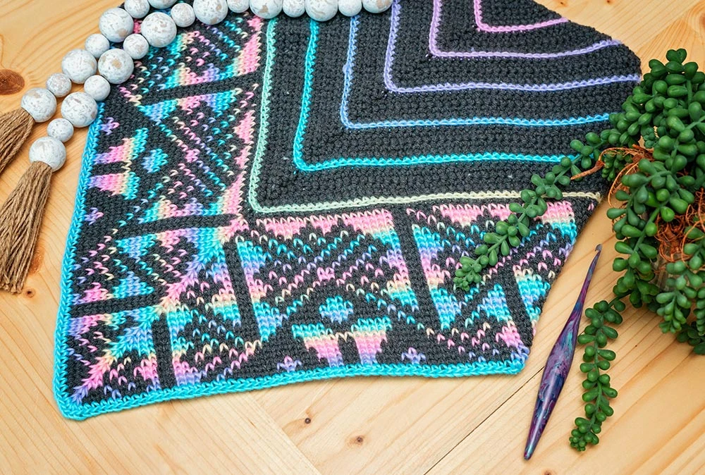 Triangle Crochet Cowl - Slate 2 Triangle Crochet Cowl - Slate - Image 2