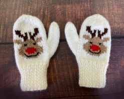 Reindeer Pullover And Mitts | Knit Childs Christmas Sweater Kit -Clover Store ChildsReindeerMittens