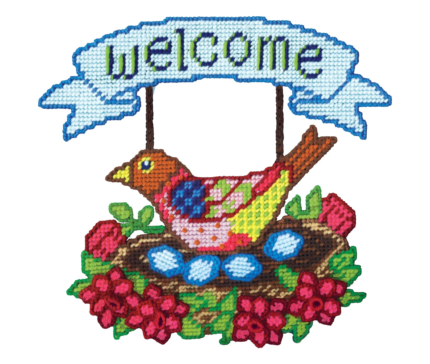Welcome Bird Plastic Canvas Wall Hanging 1 Welcome Bird Plastic Canvas Wall Hanging