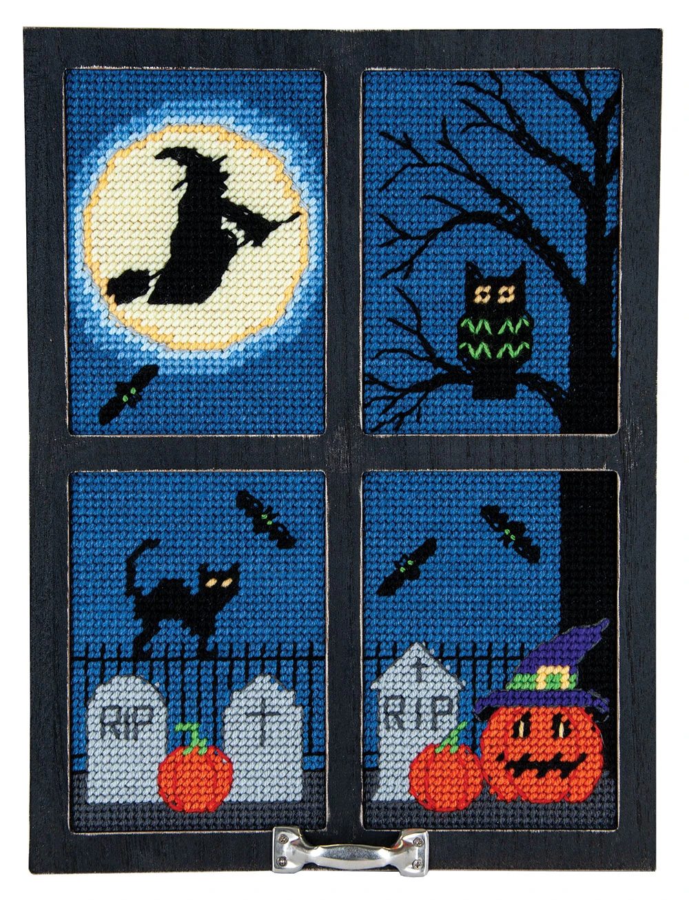 Spooky Night Window Frame Plastic Canvas Kit 1 Spooky Night Window Frame Plastic Canvas Kit