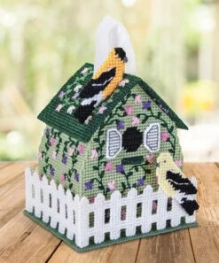 Spring Birdhouse Plastic Canvas Tissue Box Cover