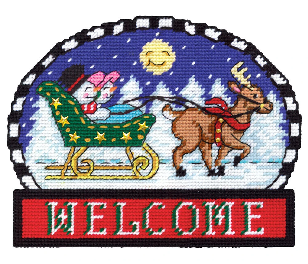 Snowman Welcome Plastic Canvas Kit 1 Snowman Welcome Plastic Canvas Kit