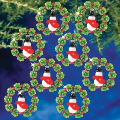 Mini Snowman Wreaths Beaded Kit