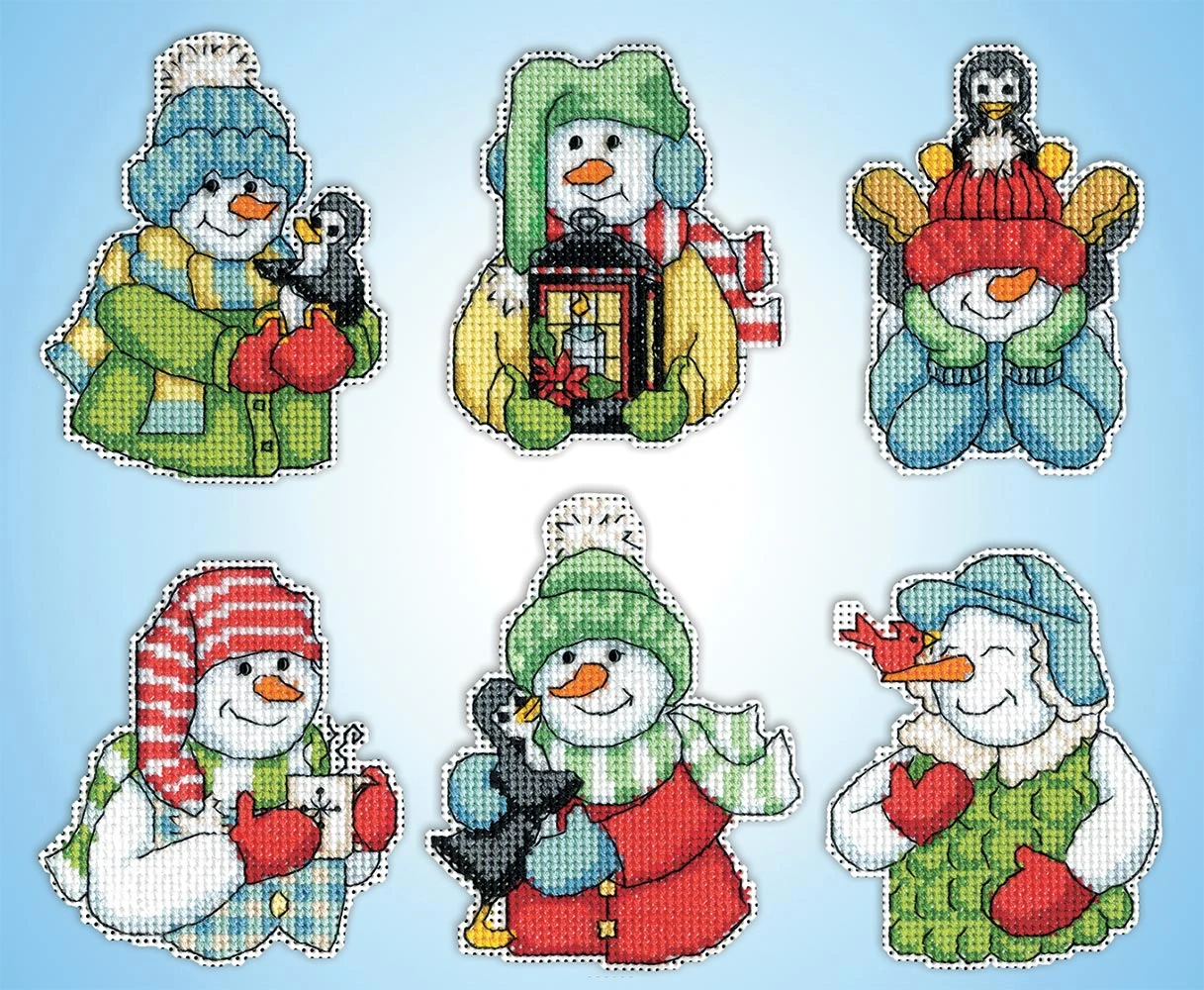Smiling Snowmen Plastic Canvas Ornament Kit 1 Smiling Snowmen Plastic Canvas Ornament Kit