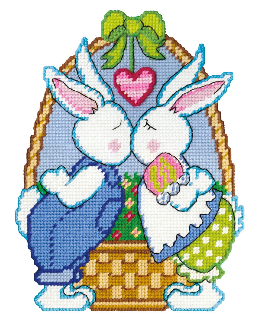 Kissing Bunnies Wall Hanging Plastic Canvas Kit 1 Kissing Bunnies Wall Hanging Plastic Canvas Kit