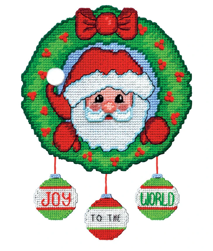 Santa Joy Wreath Plastic Canvas Kit 1 Santa Joy Wreath Plastic Canvas Kit