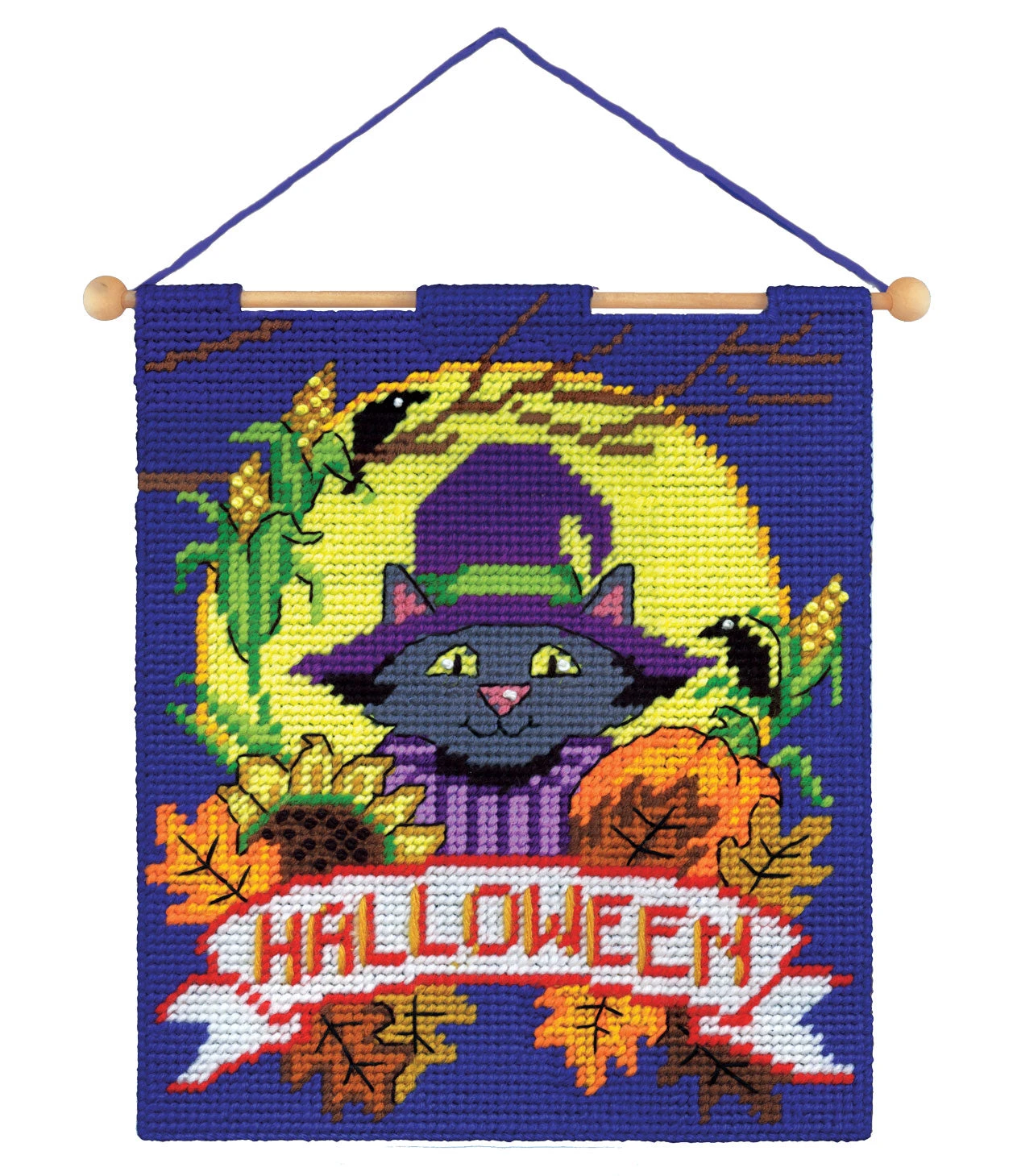 Halloween Cat Plastic Canvas Banner 1 Halloween Cat Plastic Canvas Banner
