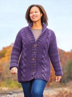 Pillar Cabled Jacket -Clover Store M96337mauve