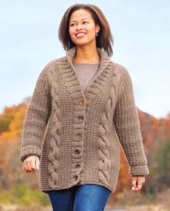 Pillar Cabled Jacket -Clover Store M96337taupe