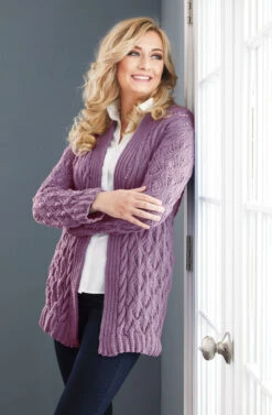 Lacy Leaf Cardigan -Clover Store M96720 Orchid