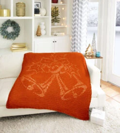 Holiday Bells Afghan 26 Holiday Bells Afghan -Clover Store M96799 Pumpkin