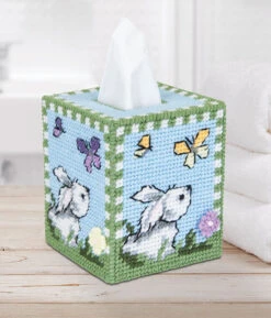Hippity Hop Plastic Canvas Tissue Box Cover