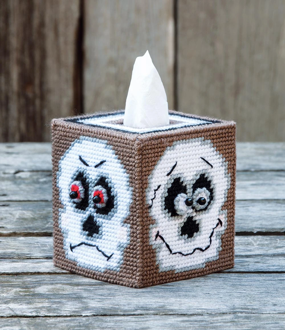 Skull Tissue Box Cover Plastic Canvas Kit 1 Skull Tissue Box Cover Plastic Canvas Kit