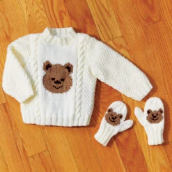 Teddy Bear Pullover & Mitts -Clover Store m96130