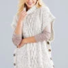 Buttoned Cabled Poncho
