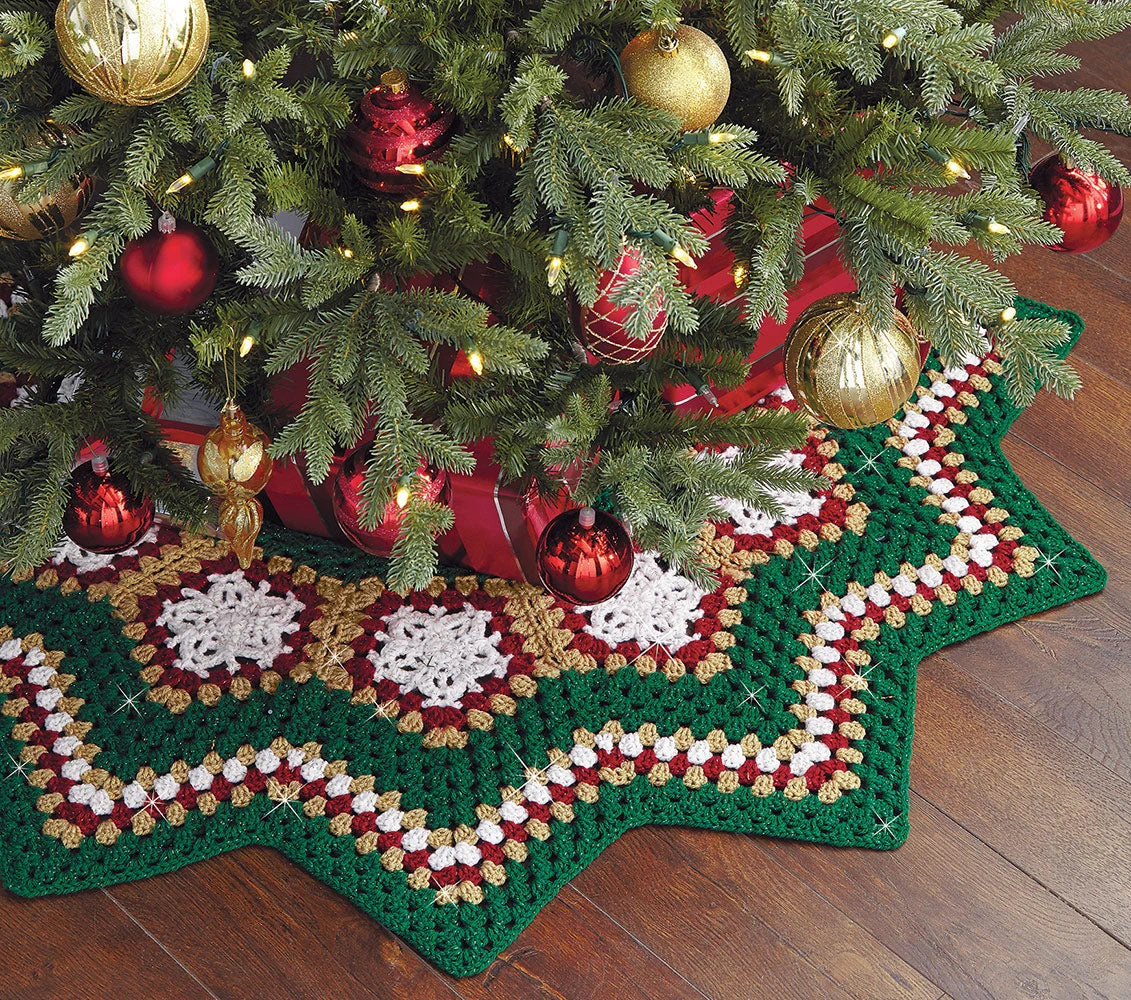 Sparkle Christmas Tree Skirt Crochet Kit 1 Sparkle Christmas Tree Skirt Crochet Kit